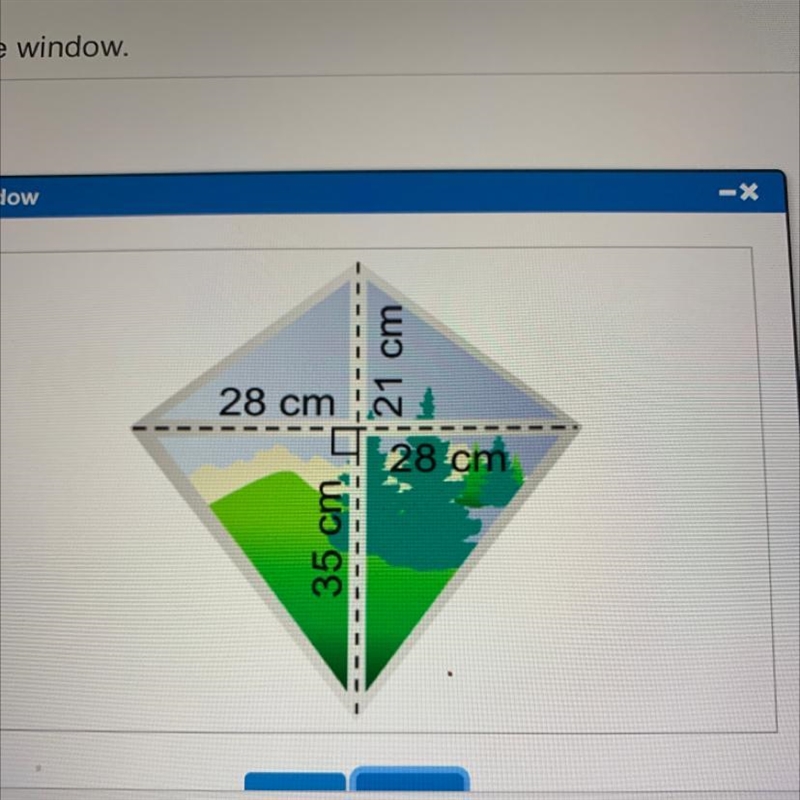 The window has the shape of a kite. How many square meters of glass were used to make-example-1