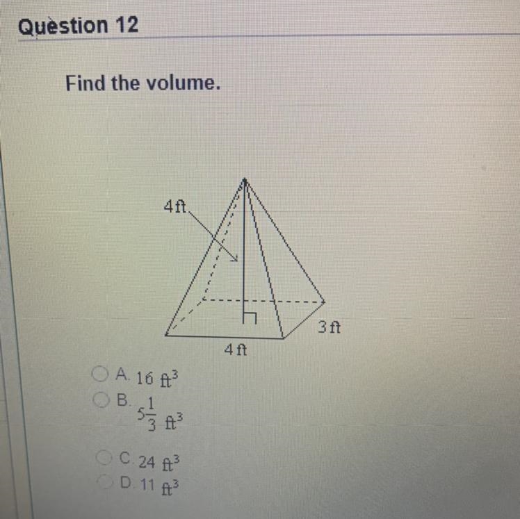 Question 12 Find the volume.-example-1