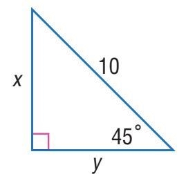 In the Special Right Triangle below, solve for the value of y. Y = _____ (keep your-example-1