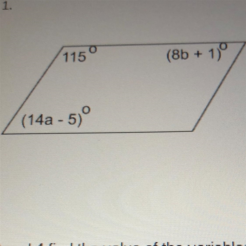 Please help <3 Find the value of the variables in the parallelograms.-example-1