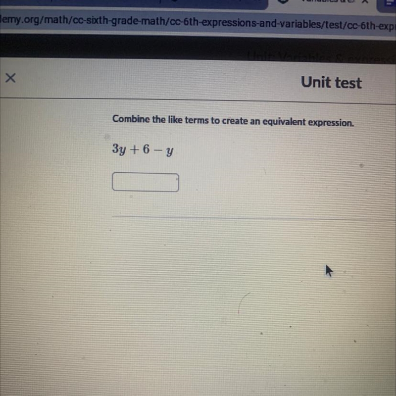 Combine the like terms to create an equivalent expression, Зу +6 – у HELPPPPPP NOWWWW-example-1