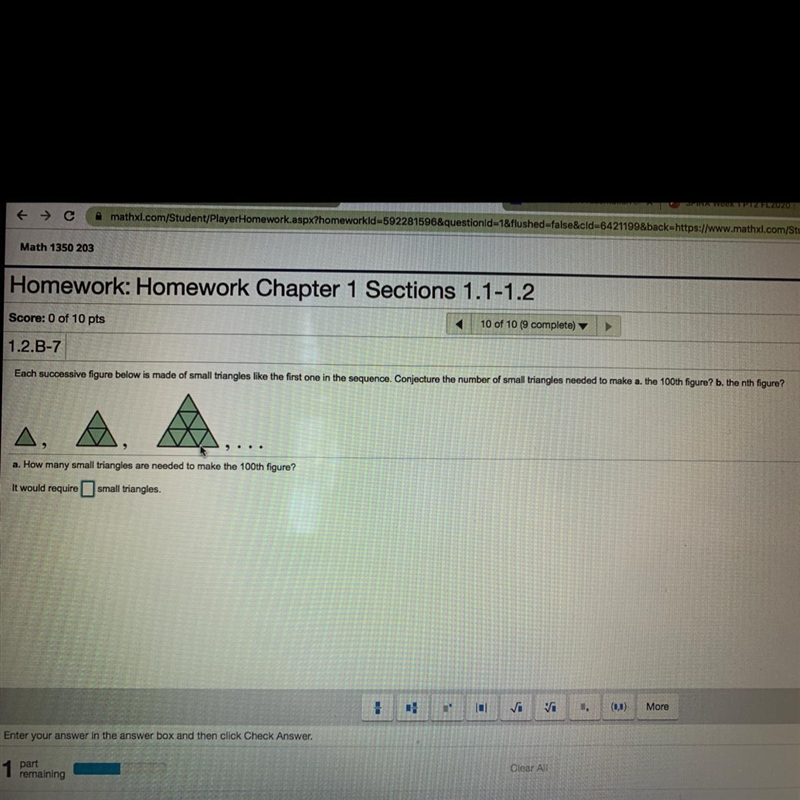 1.2.B-7 Each successive figure below is made of small triangles like the first one-example-1