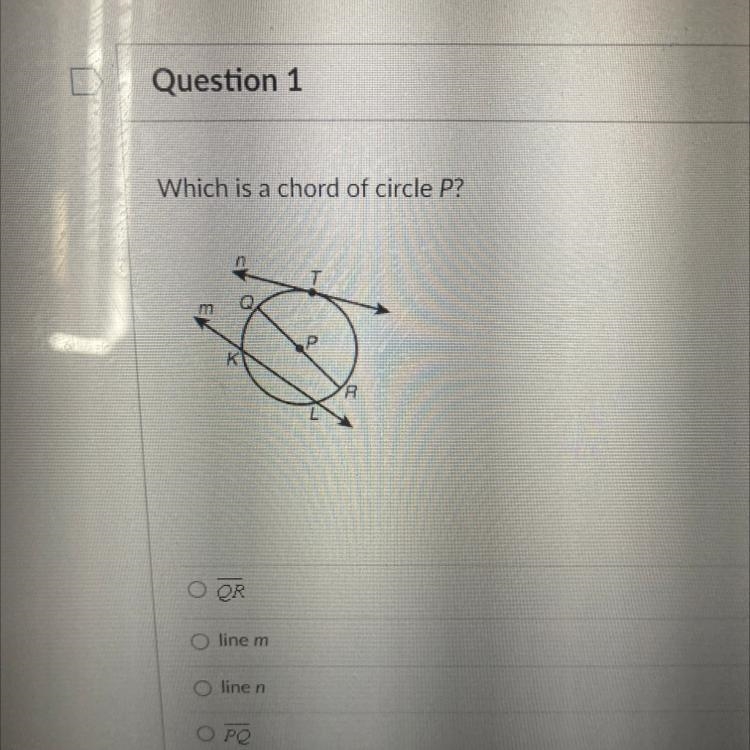 Which is a chord of circle P?-example-1