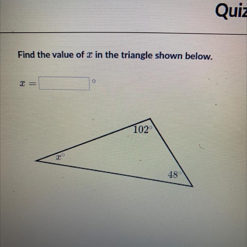 Find the value of x in the triangle shown below-example-1