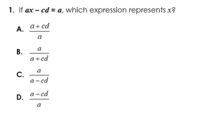 If ax-cd=a wat is x .......-example-1