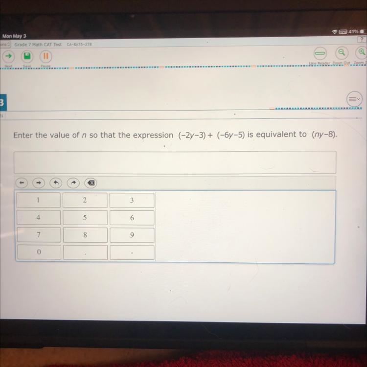 EVAN Enter the value of n so that the expression (-2y-3) + (-6y-5) is equivalent to-example-1