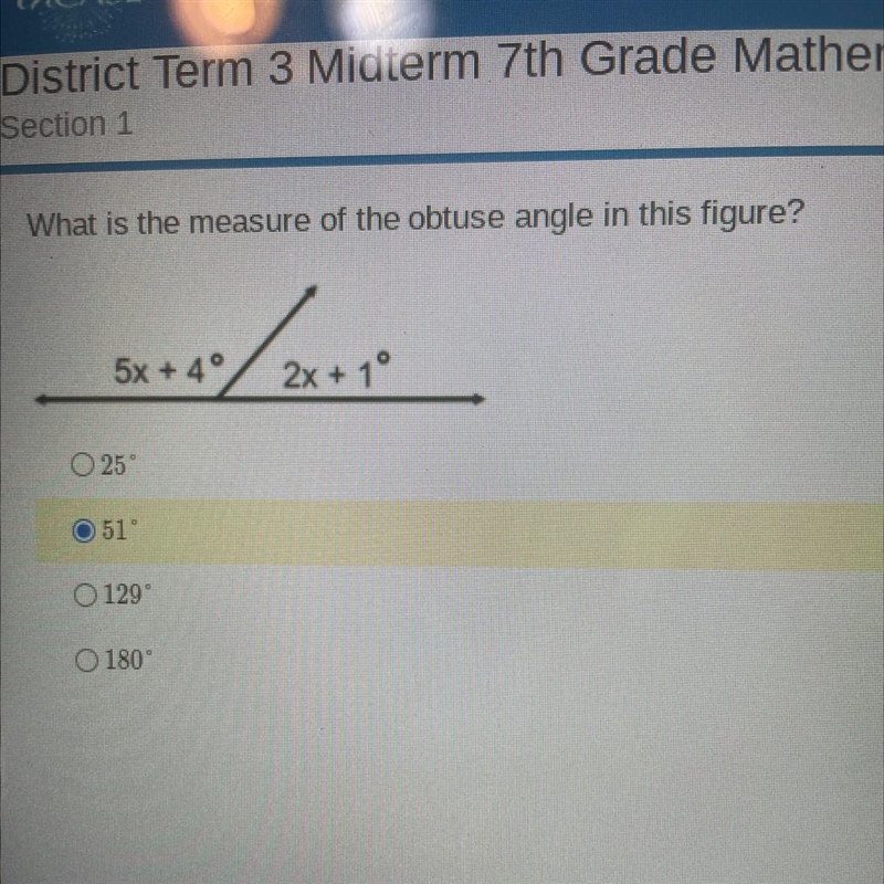 What is the measure of the obtuse angle in this figure? 5* *4°/x01-example-1