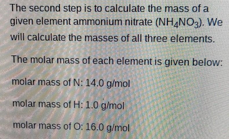 Identify the number of moles of each element present in one mole of NH NO3. # moles-example-1