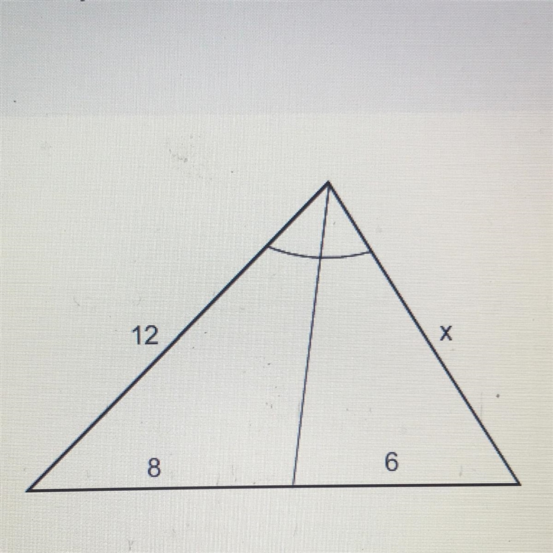 12 х 8 6 Find the value of x. A) 9 B) 16 C) 14 D) 10-example-1