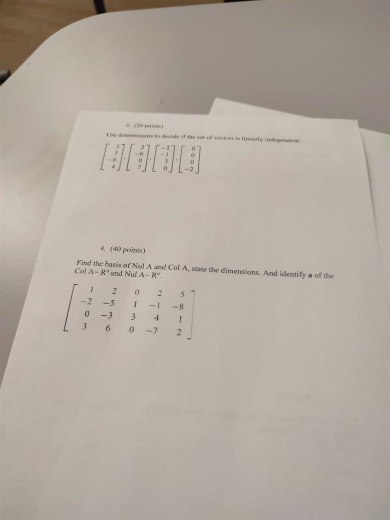 Linear Algebra. Can anyone help with the 3rd task Use determinants to decide if the-example-1