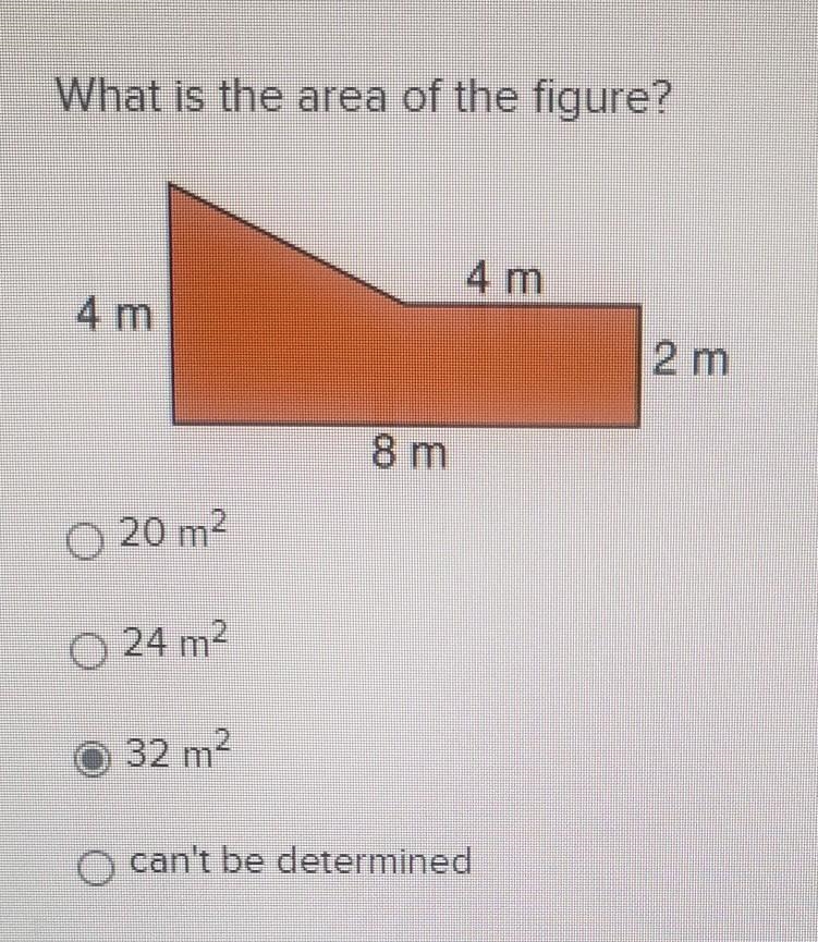 What is the area of the figure? ignore that I've already clicked an option that was-example-1