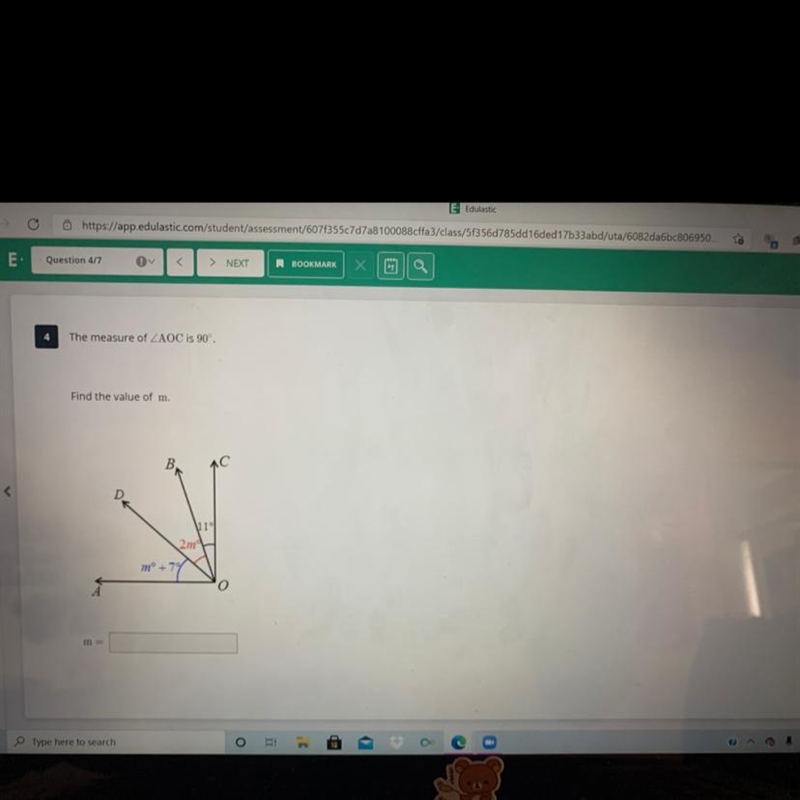 The measure of aoc is 90 find the value of m-example-1