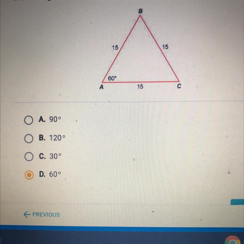 In the triangle below, what is the measure of c-example-1