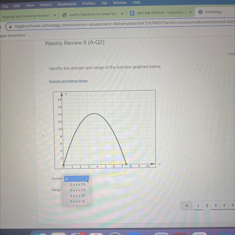 The bottom the range has the same numbers so I just need the domain and range help-example-1