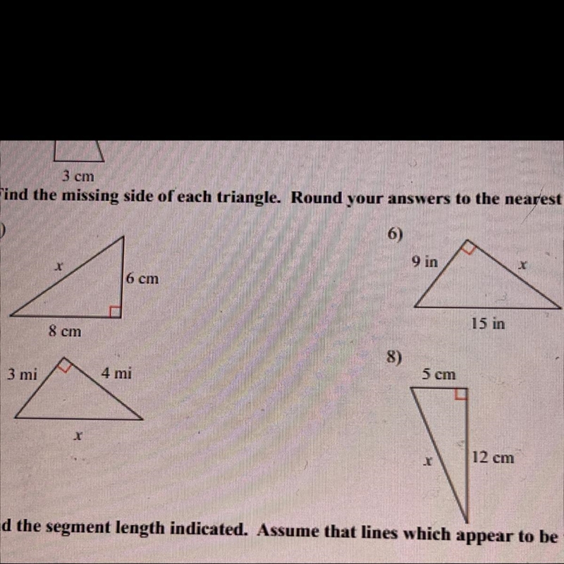 Find the missing side of each triangle. Round your answers to the nearest tenth if-example-1