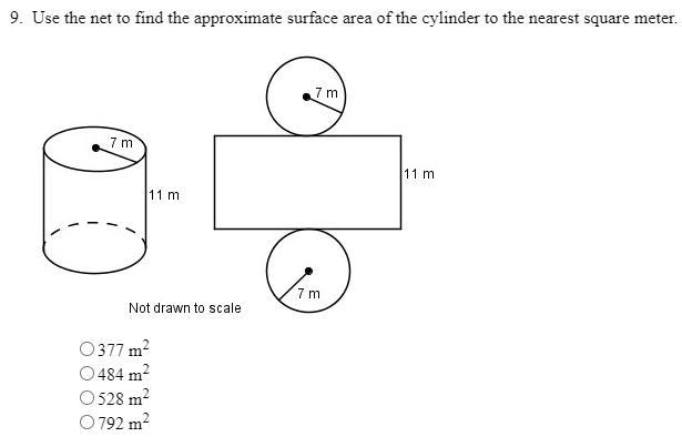 Use the net to find the approximate surface area of the cylinder to the nearest square-example-1