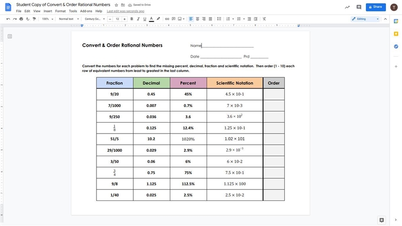 List these by number 1-10 from least to greatest-example-1