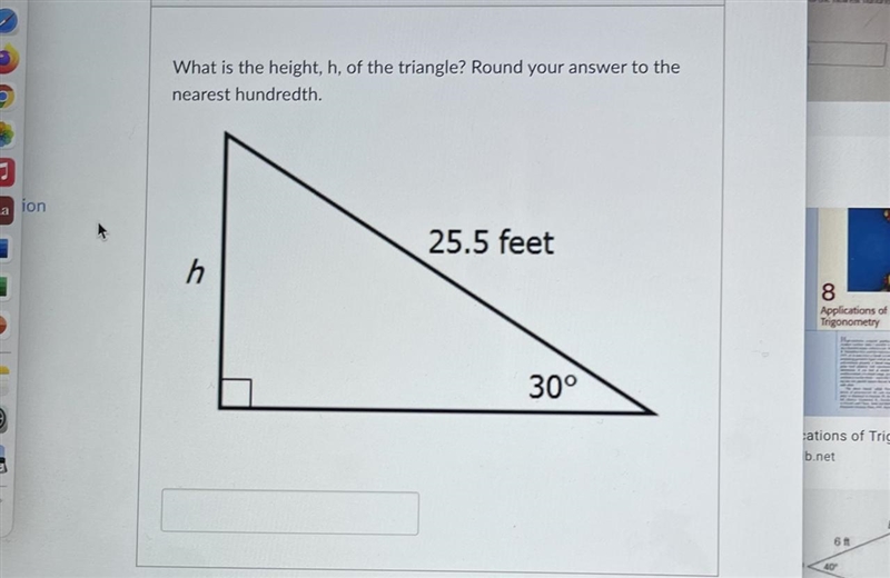 What is the height of h of the triangle?-example-1