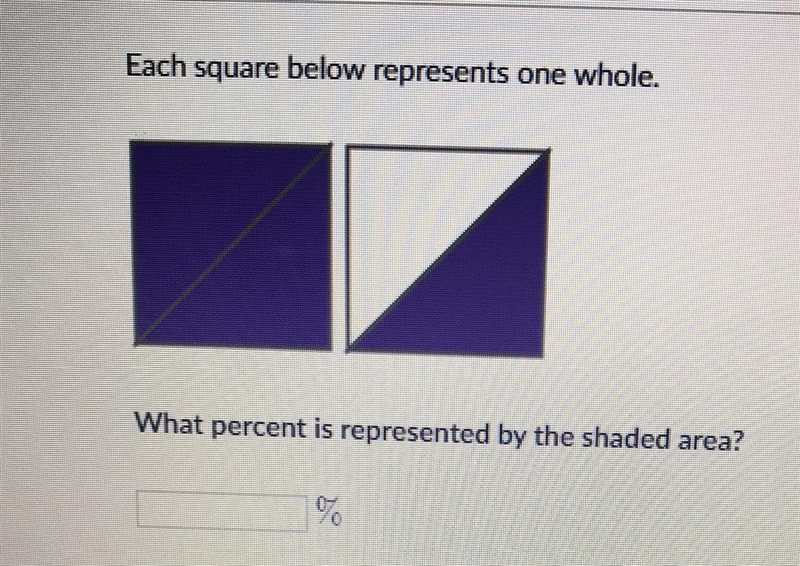 Each square below represents one whole …. What percent is represented by the shaded-example-1