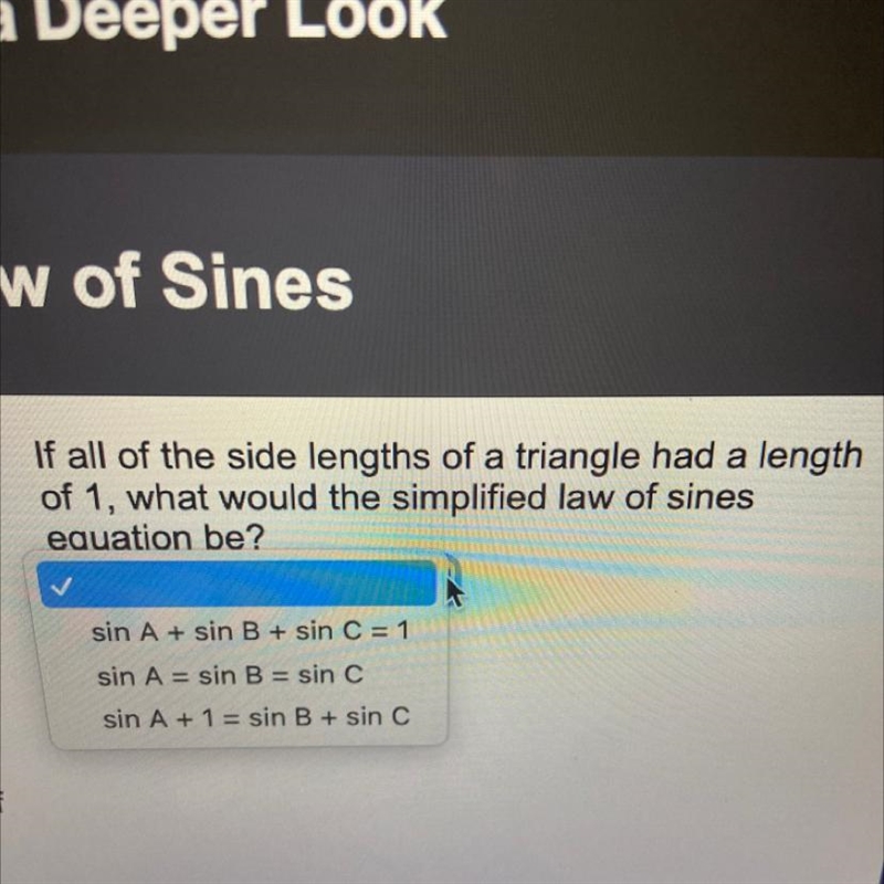 If all of be the simple the side lengths of a triangle had a length of 1 what would-example-1