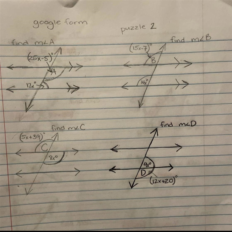 1. find measure of A 2. find measure of B 3. find measure of C 4. find measure of-example-1