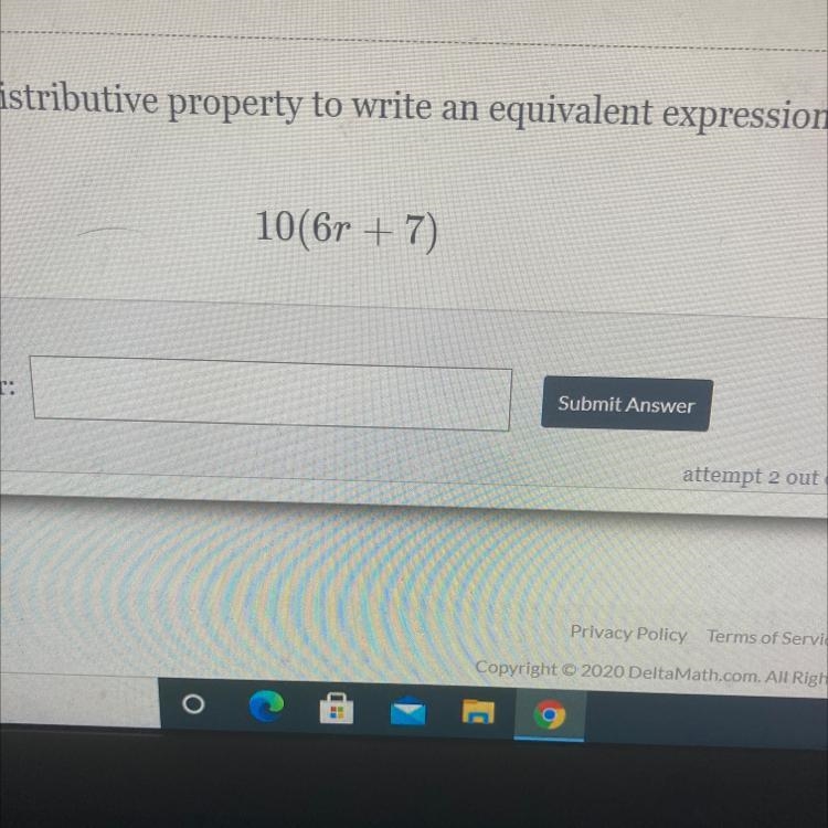 Help help help ASAP!!!!Use the distributive property to write an equivalent expression-example-1