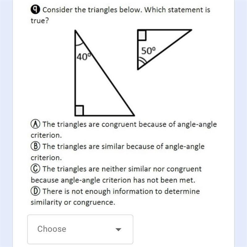 Consider the triangles below. Which statement is true?-example-1