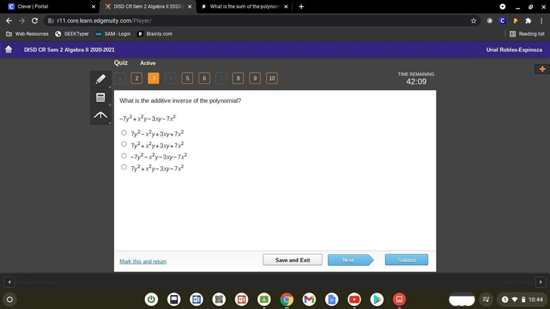 What is the additive inverse of the polynomial?-example-1