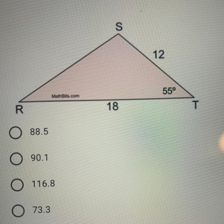 What is the Area of Triangle RST? Round your answer to the nearest tenth. *-example-1