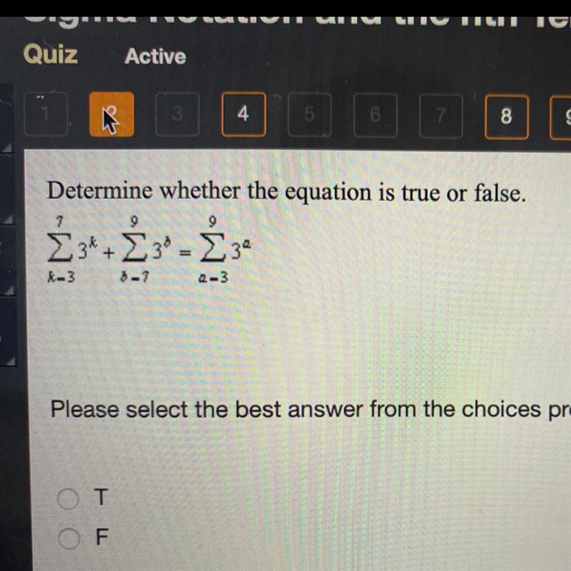 Determine whether the equation is true or false.-example-1