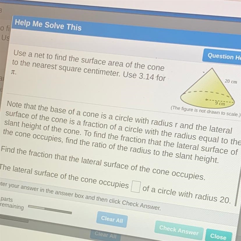 Use a net to find the surface area of the cone to the nearest square centimeter. Use-example-1