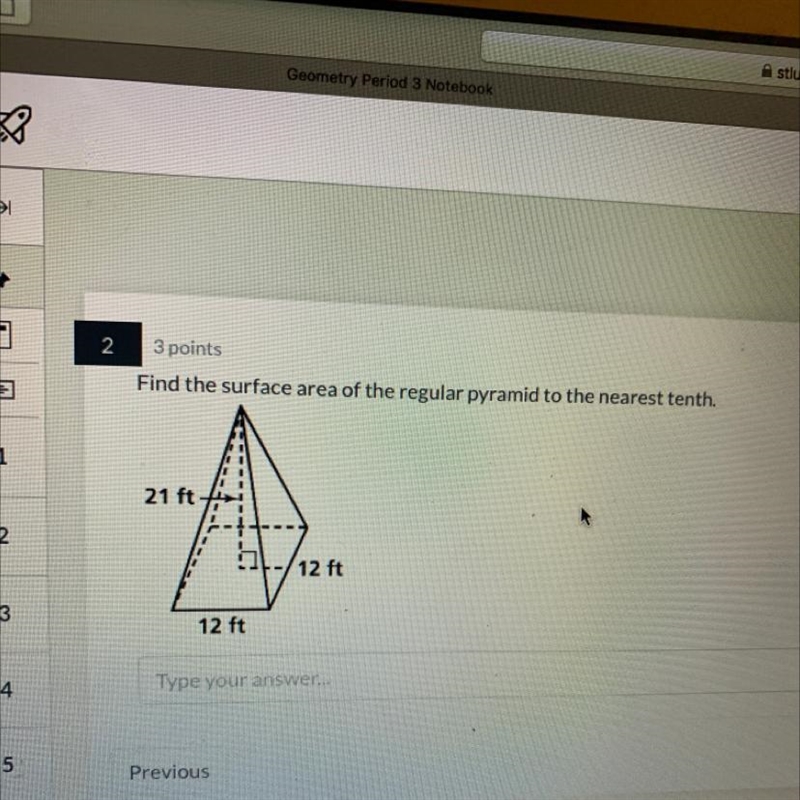 Find the surface area of the regular pyramid to the nearest tenth-example-1