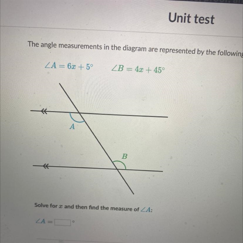 Solve for x then measure to find A-example-1