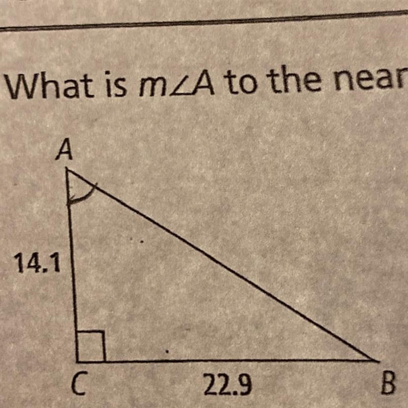 8. What is m A to the nearest tenth? A 14.1 22.9 B-example-1