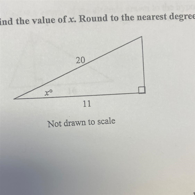 Find the value of x. round to the nearest degree Not drawn to scale-example-1