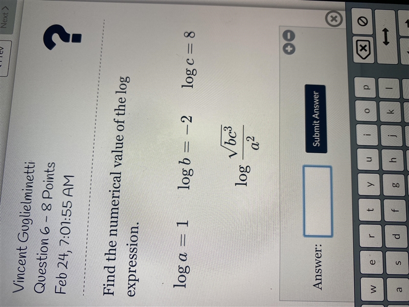 Find the numerical value of the log expression-example-1