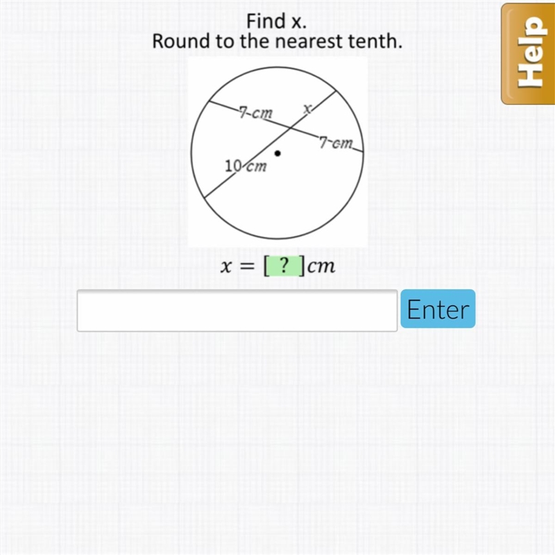 Find x. Round to the nearest tenth. Please help with my geometry!! I will have a couple-example-1