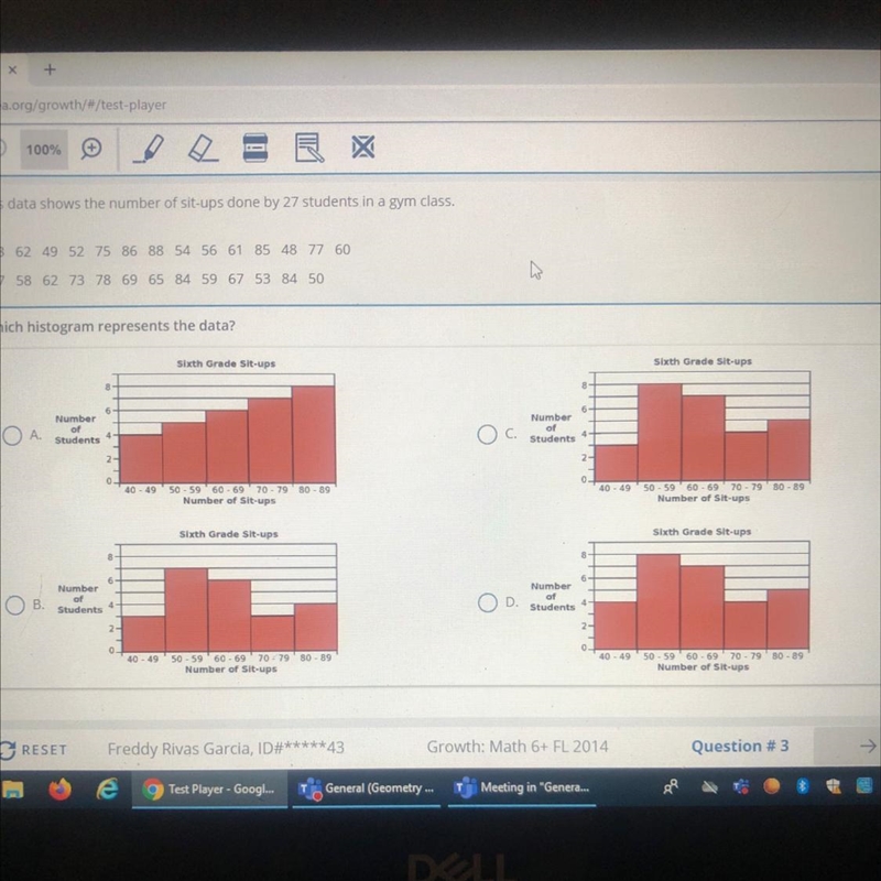 This data shows the number of sit-ups done by 27 students in a gym class. 58 62 49 52 75 86 88 54 56 61 85 48 77 60 47 58 62 73 78 69 65 84 59 67 53 84 50 Which-example-1