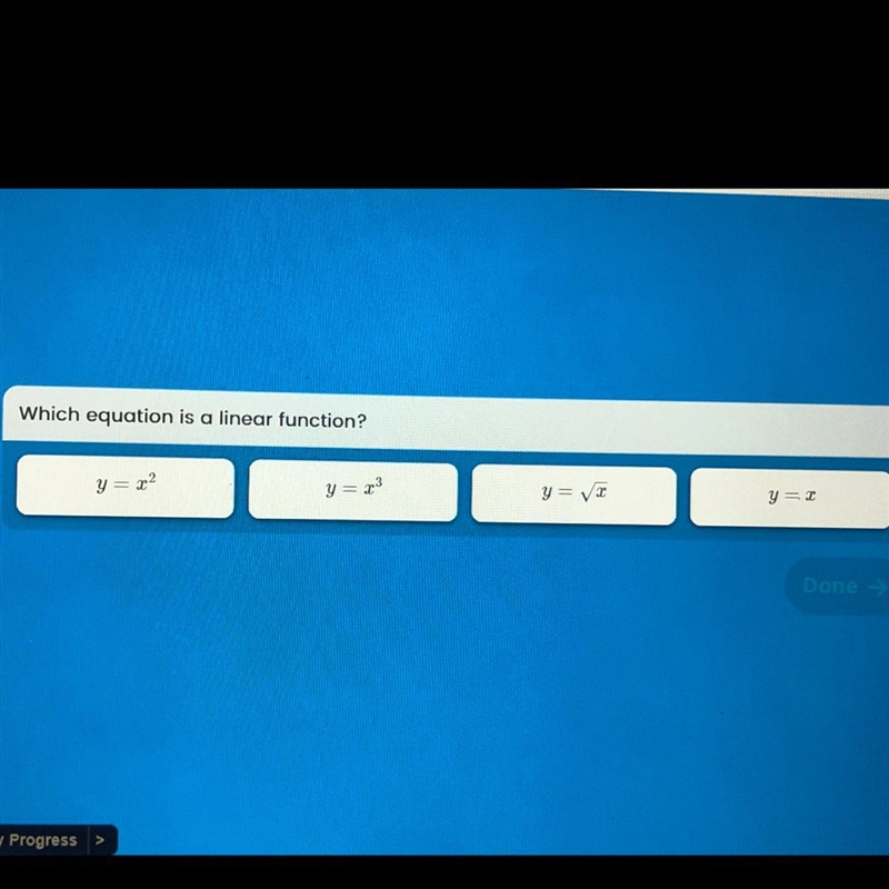 Which equation is a linear function? Help please-example-1