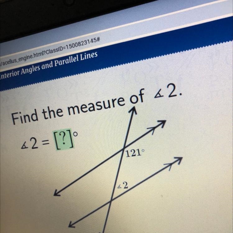 Find the measure of 2. 62 = [?] 121 42-example-1