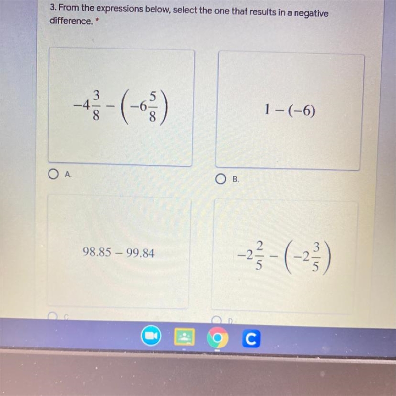 From the expression below select the one that results in a negative difference.-example-1