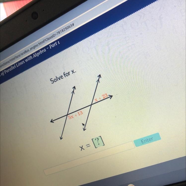 Solve for x. 23 13 [21-example-1