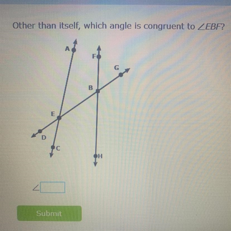 Other than itself, which angle is congruent to (PLEASE HELP ILL REWARD)-example-1