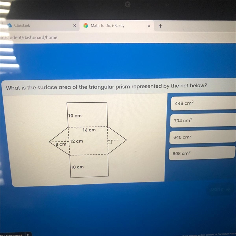 What is the surface area of the triangle prism r-example-1