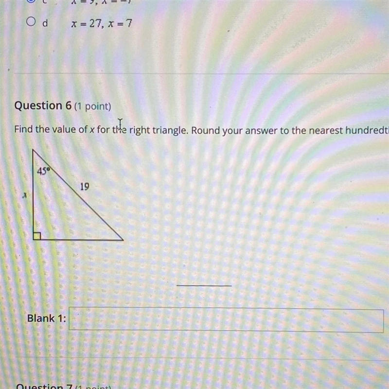 Find the value of x for the right triangle. Round your answer to the nearest hundredth-example-1