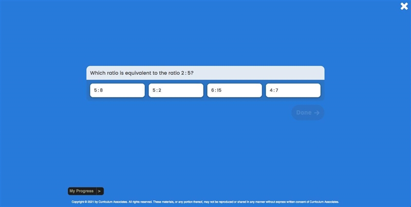 Which ratio is equivalent to the ratio 2:5?-example-1