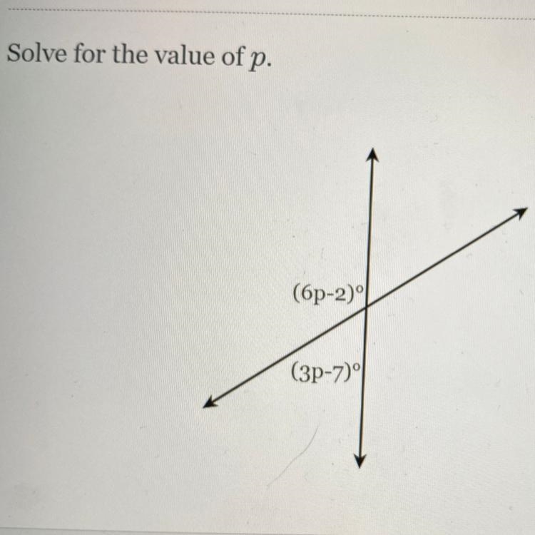 Solve for the value of p. (6p-2) न (3p-7)|-example-1