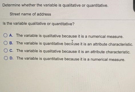 Determine whether the variable is qualitative or quantitative street name and adress-example-1