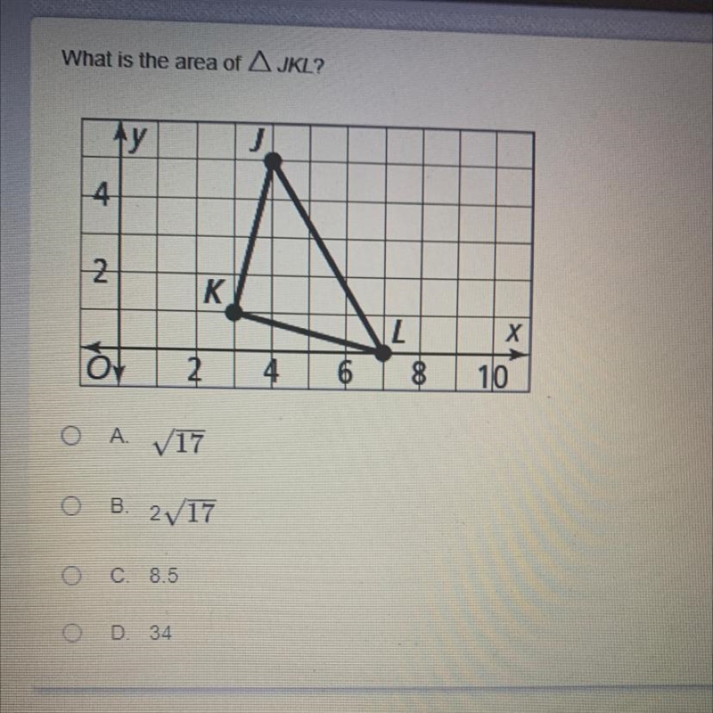 PLS ANSWER RN What is the area of AJKL?-example-1