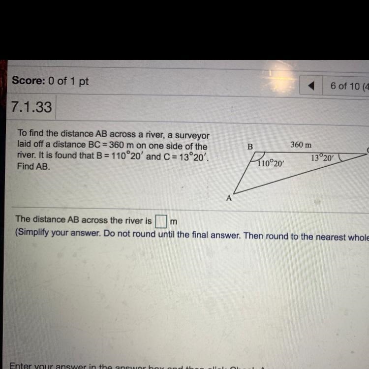 Help?!??? What is the distance! Trig. Ch.7.1-example-1